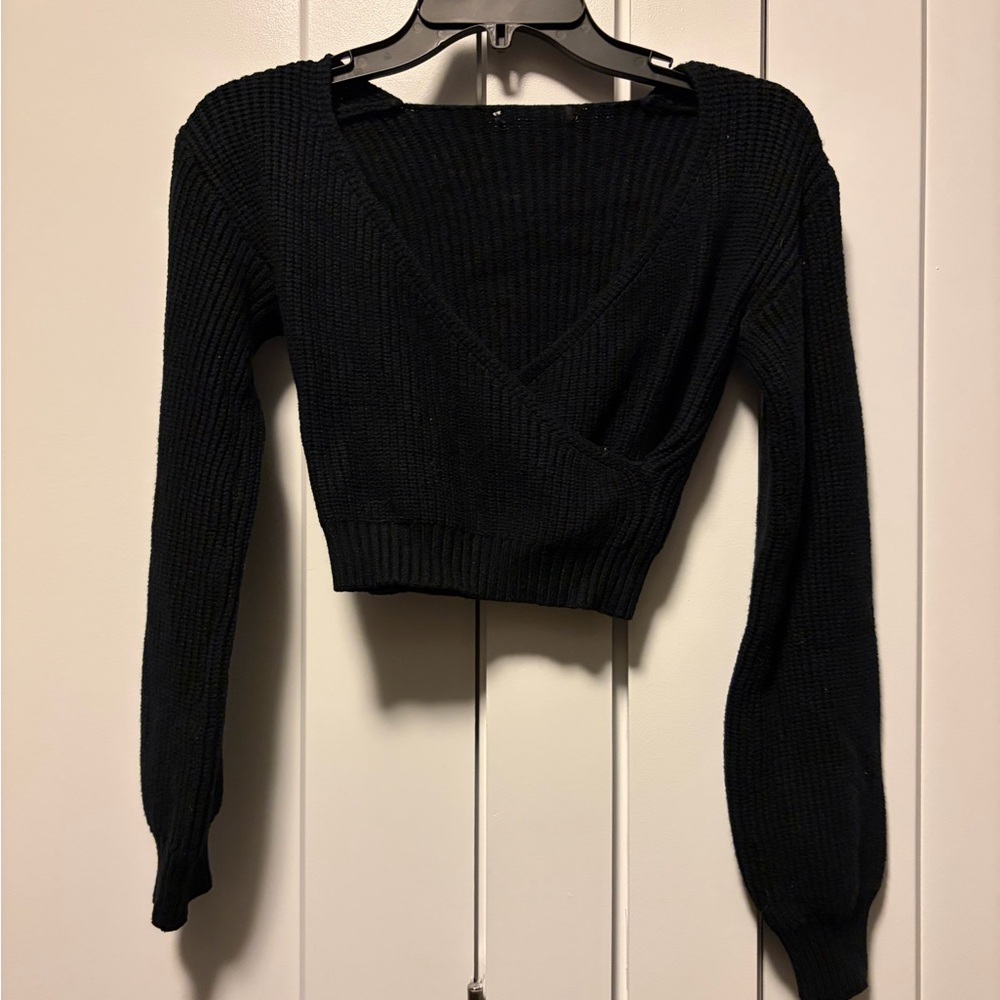 Knit Surplice Neck Sweater